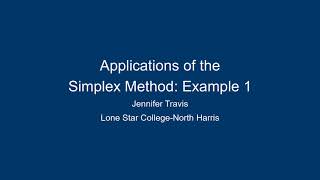 Applications of the Simplex Method: Example 1 - JT 20161028 Profile