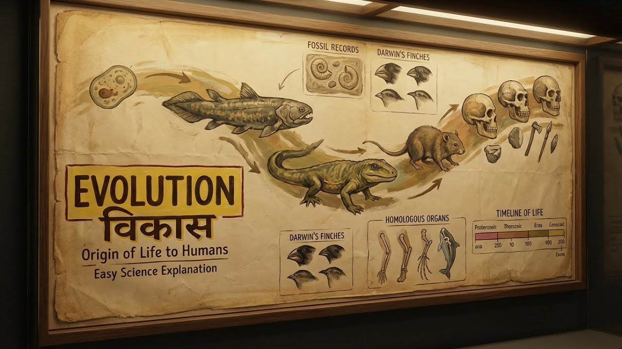 Evolution (विकास) | Origin of Life to Humans | Class 9–12 + NEET | Easy Explanation