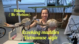 Cairns fishing. Cooking crabs Vietnamese style.