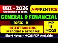Recent Banking Mergers & Reforms MCQS | UBI 2026 Apprentice General Financial | UBI Apprentice MCQSA