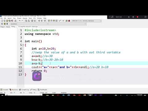 C++ program to swap value of two variables without third variable