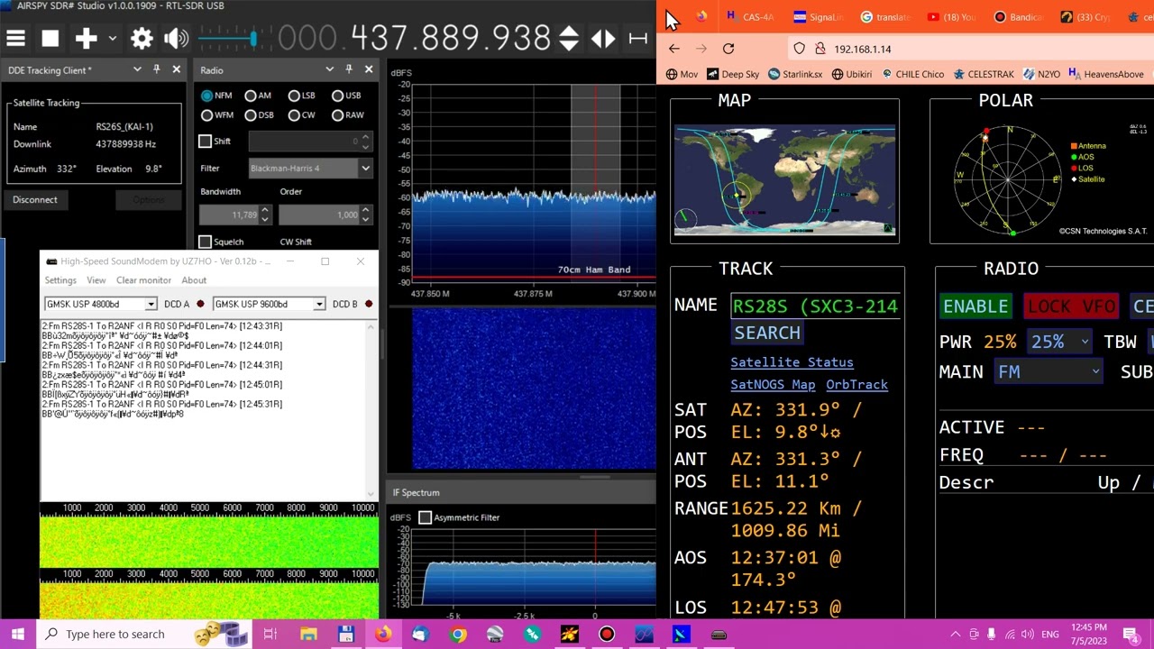 RS28S SXC3 214 MIET AIS Satellite Decode over Chile using SDR#