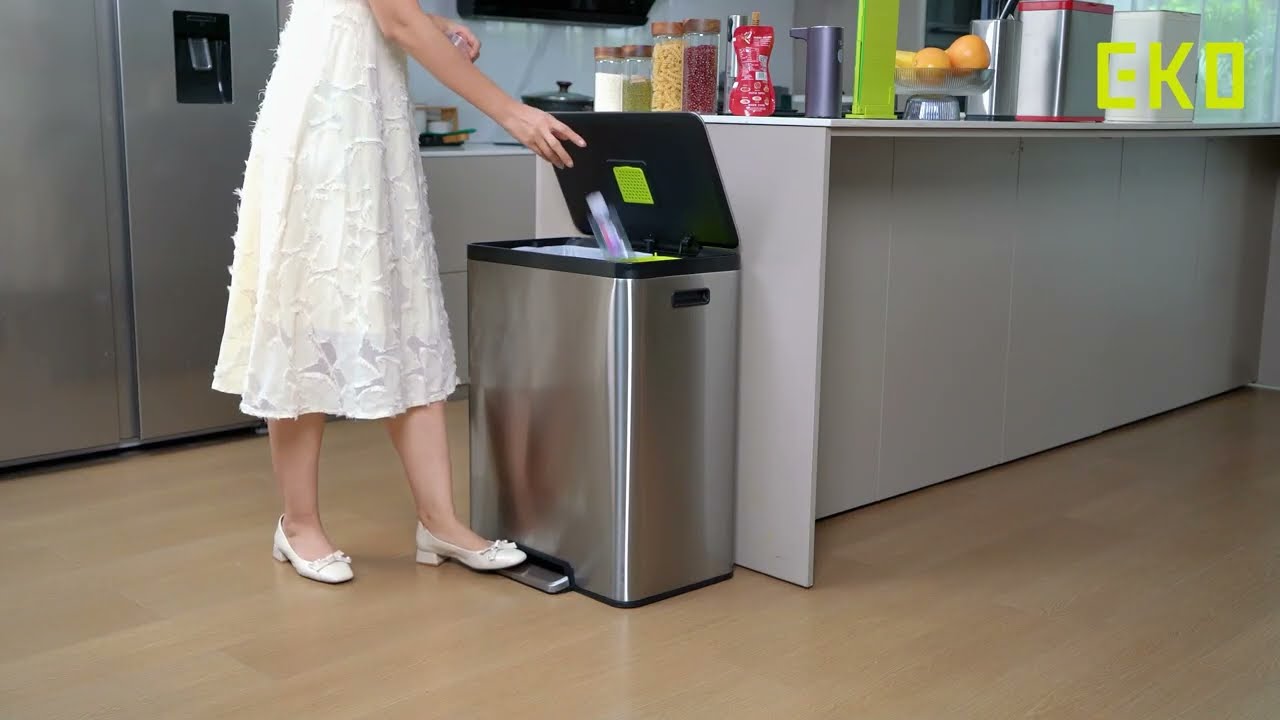 EKO EcoCasa II 36L+24L Dual Liners Stainless Steel  Trash Can with Recycle Bin_EK9138MT