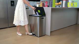 EKO EcoCasa II 36L+24L Dual Liners Stainless Steel  Trash Can with Recycle Bin_EK9138MT