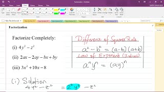 CSEC Mathematics - Section 6: Algebra - Factorization