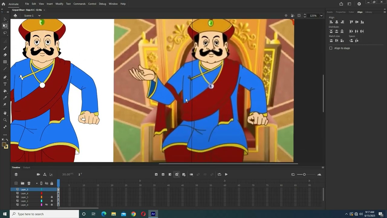 Gopal Bhar Animation – Final Royal Chair Design for Raja Krishnachandra Adobe Animate CC Episode 32