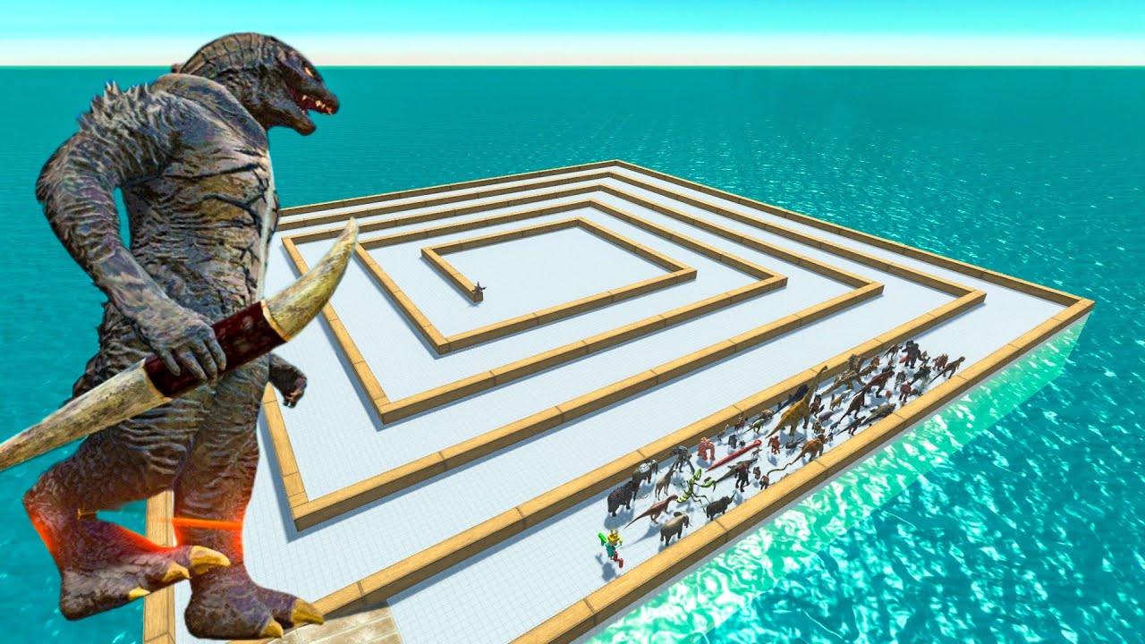 Escape From Godzilla Human Kazarog - Last Survivor - Swirl Course | Animal Revolt Battle Simulator