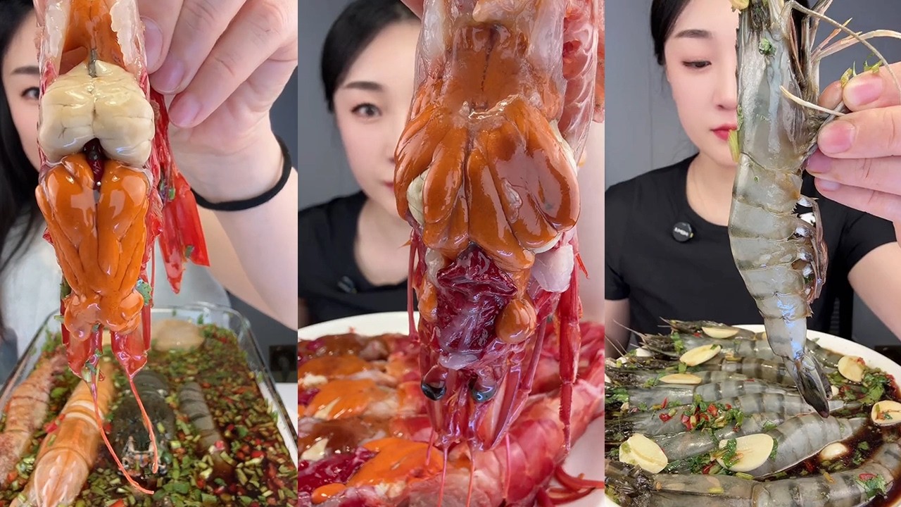 【Yummy】Marinated seafood + Red Devil Shrimp + Black Tiger Shrimp🦐🦞🦪🐚🍋🧄🌶#mukbang#asmr#Seafood