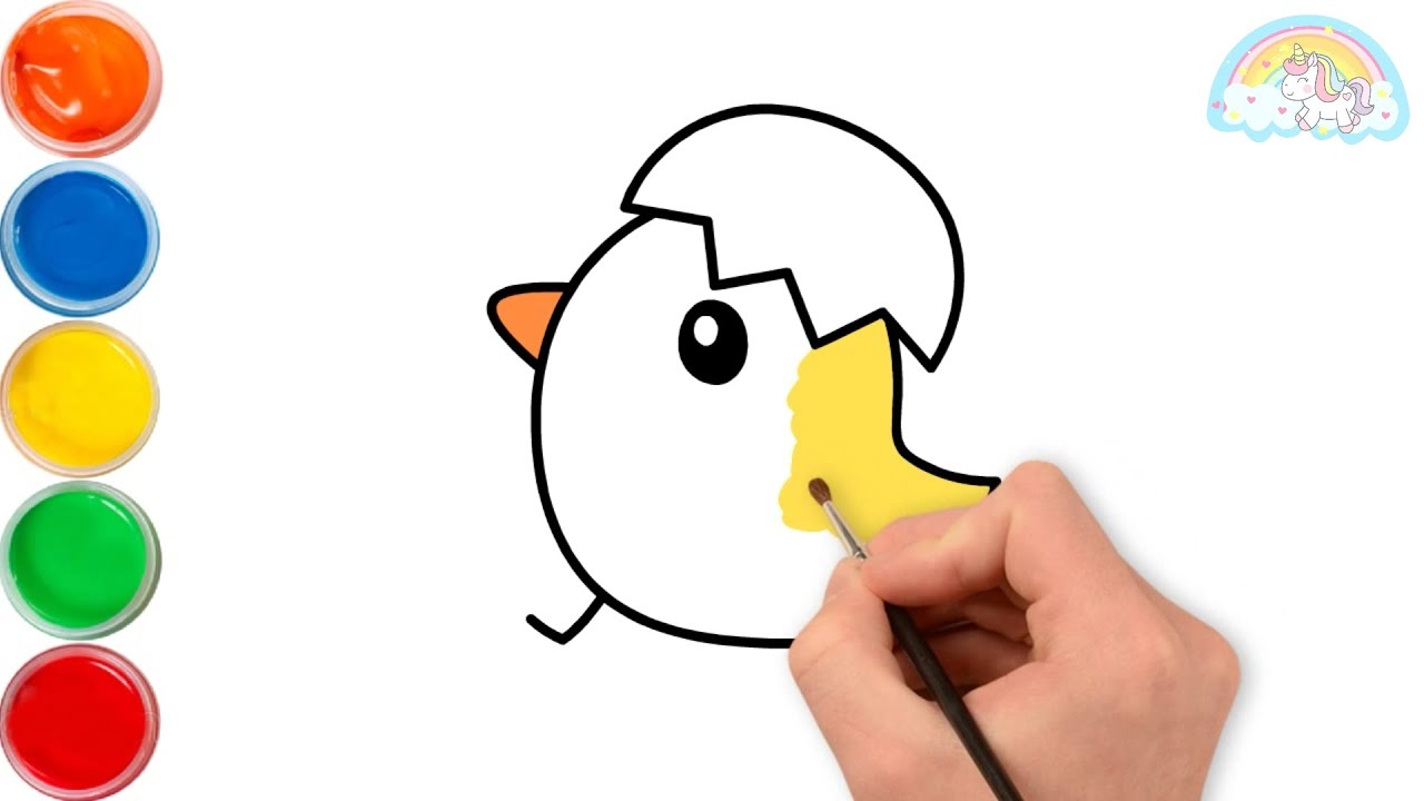 How to draw and color a CHICKEN for kids EASY and STEP BY STEP? 😍🌹 ...