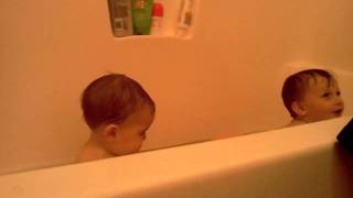 Penny and Eli's first Bath
