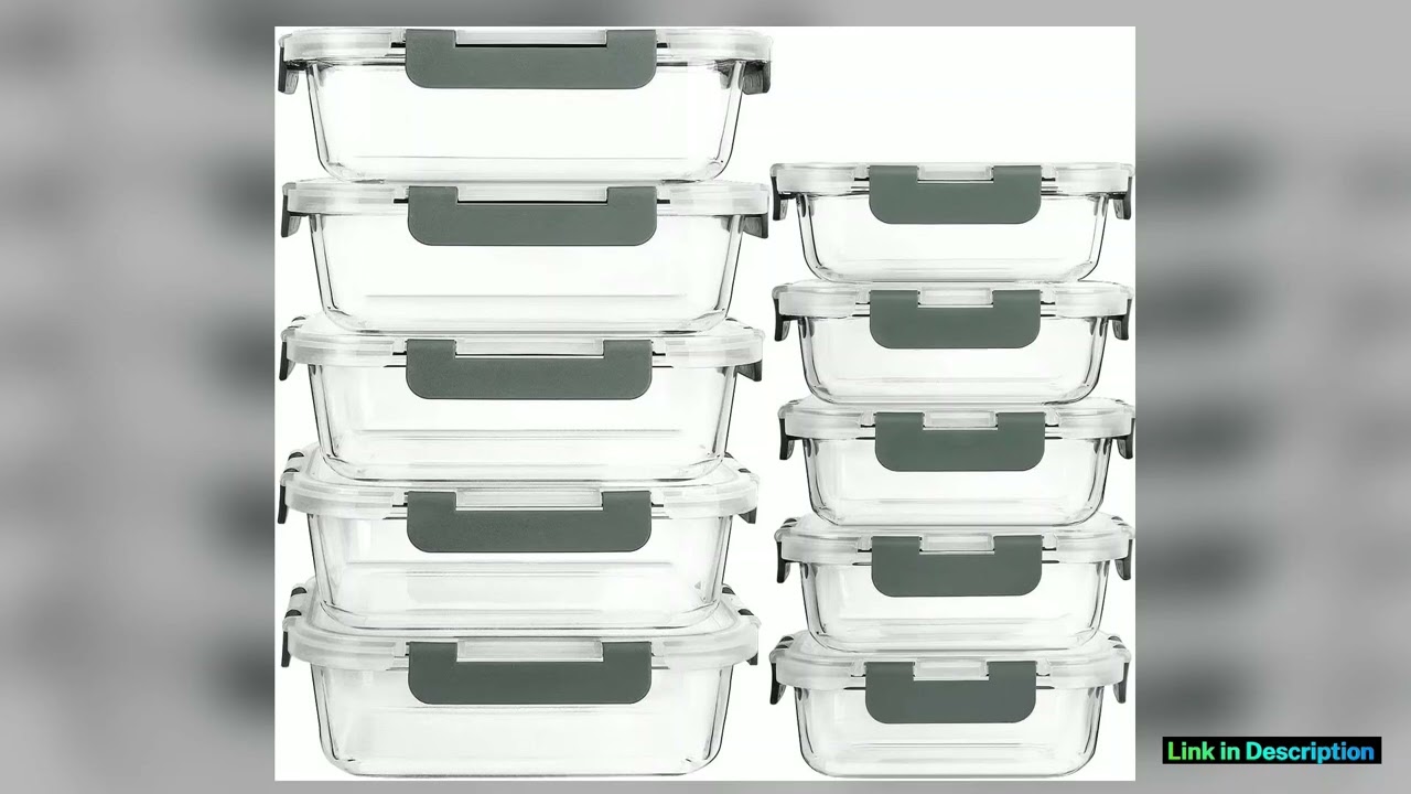10Pack Glass Meal Prep Containers with Lids Airtight Food Storage for Microwave Oven Freezer