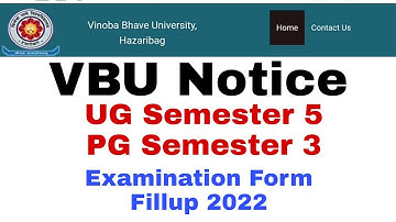 VBU UG Semester 5 2020-23 & PG Semester 3 form fillup date | VBU  Examination form fillup Notice