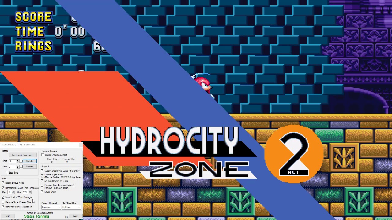 Sonic Mania PC - Mania Maker R3  - (Flying Super Knuckles) HydroCity Gameplay
