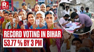 Bihar Elections 2025 Huge Surge In Bihar Voting, New Record 53.77% By 3Pm