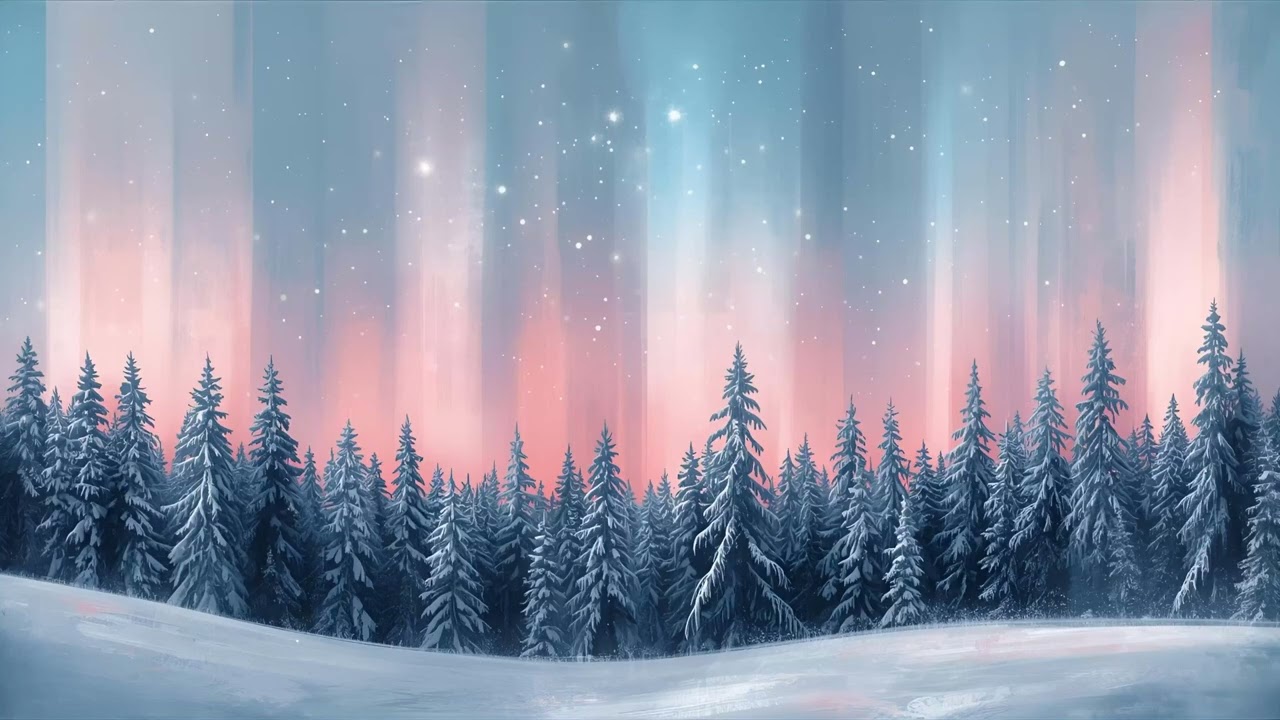 Northern Lights Over a Winter Forest | 2 Hours Ambient Screensaver