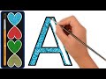 تعليم رسم حرف l A للاطفال/ drawing &amp; coloring Alphabet A for kids