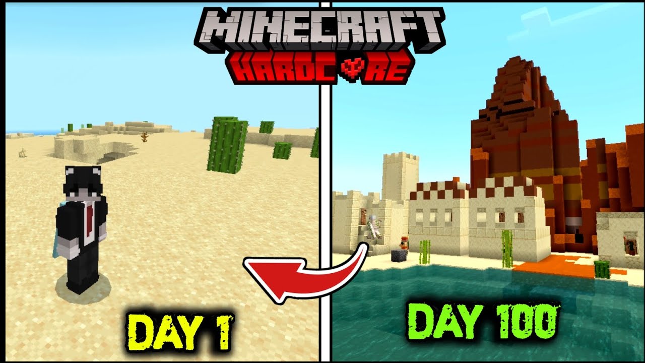 I Survived 100 Days in Desert Only World in Hardcore Minecraft (Hindi ...