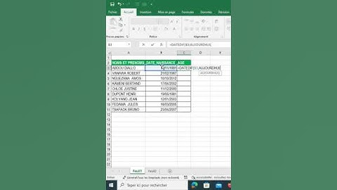Calcul des âges sur Excel