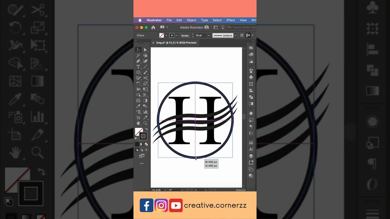 Letter H logo design with Circle in Adobe illustrator 