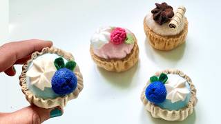 CUTEST Handmade toy ever! Quick DIY Felt mini tart sewing tutorial. Realistic Play Food pattern