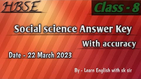 HBSE Class 6th Social Science | Answer Key 22 March 2023 | Haryana Board Solution | With Accuracy.