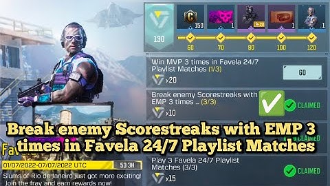 COD Mobile Break enemy Scorestreaks with EMP 3 times in Favela 24/7 Playlist Matches Task Complete