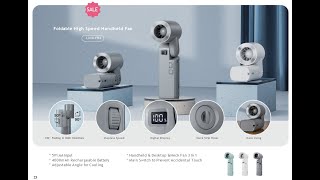 Lemoistar Fh4 4000Mah Foldable Desk Handheld Fan Portable Mini Fan Rechargeable Stepless Wind Speeds