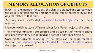 TOPIC 14 - MEMORY ALLOCATION OF OBJECTS
