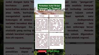Perbedaan Judul Skripsi "Hubungan" dan "Pengaruh" #shorts #shortsvideo #skripsi #kuantitatif