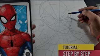 How to draw Spider-man, Spider-man No Way Home, Step by step Outline Tutorial (Part - 1)