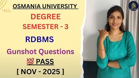 RDBMS || BELANGRIJKE VRAGEN || OSMANIA UNIVERSITY || SEMESTER-3 || ‎@shivanipallela 