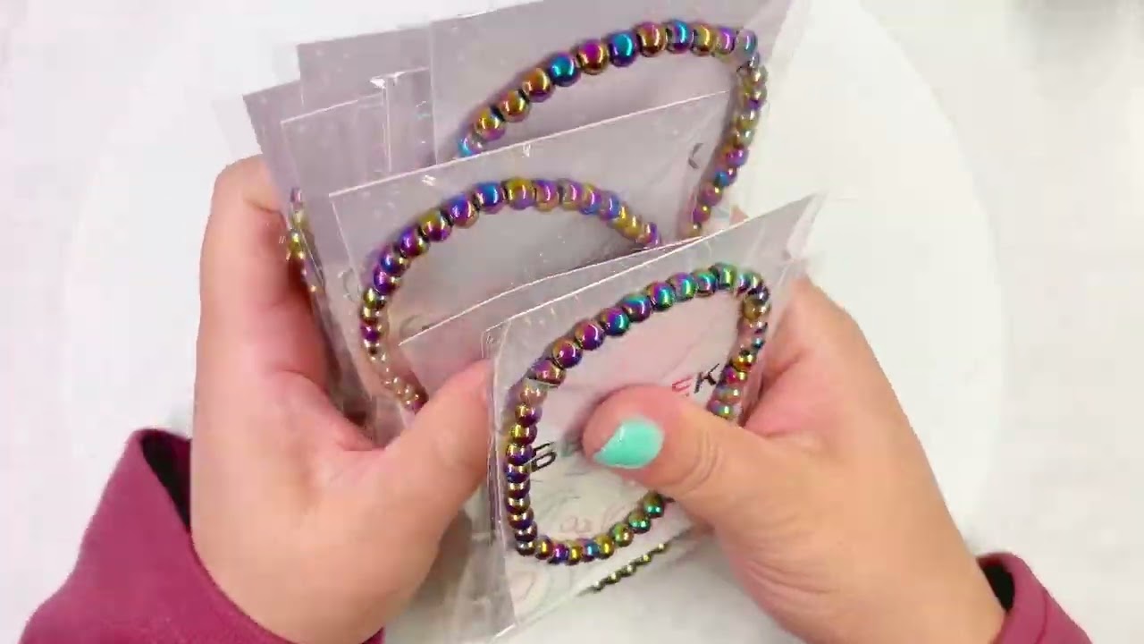 Satisfying Rainbow Hematite Anklet Packaging Process | How we pack our Handmade Anklets for Amazon