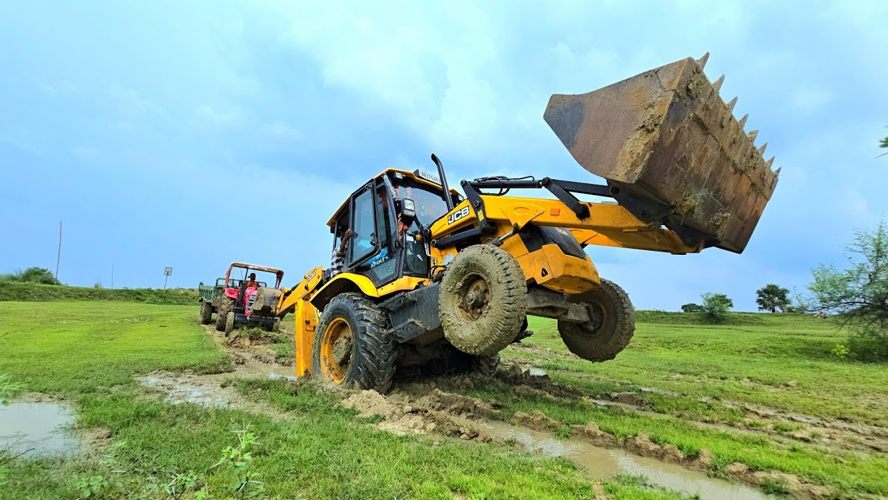 Mahindra 475 Di Tractor Stuck in Field with Jcb | JCB 3dx and Tractor Working | Jcb Video
