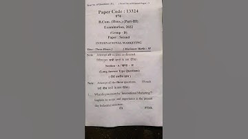 Question Paper || INTERNATIONAL MARKETING  || B.Com.(Hons.) 3rd year || 2022 #bcom #bcomhonours #bba