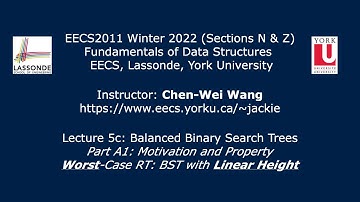 [HD] EECS2011 W22 - Lecture 5c - Part A1 - BST with Linear Height