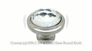 Celebrity Cosmas Satin Nickel & Clear Glass Round Cabinet Knobs Wealth