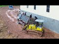Dump Truck Stuck Recovery | Komatsu D31P Bulldozer Pulling Heavy Truck from Mud