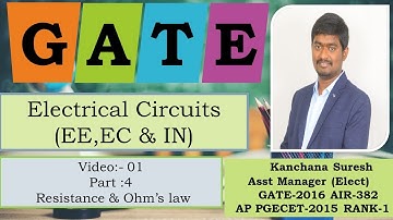 GATE Electrical circuits for EE,EC & IN Branch, Video:1 Part : 4 about Resistance and Ohm