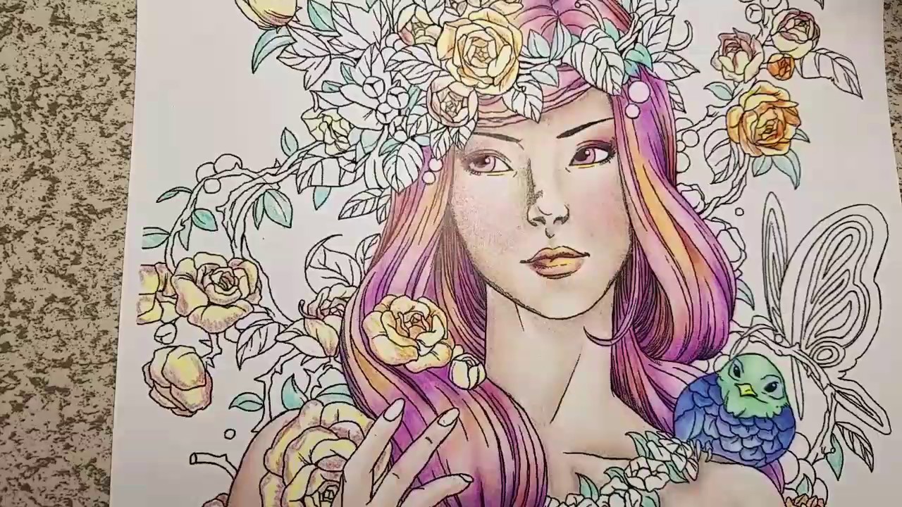 Coloring flowers with Prismacolor pencils - YouTube