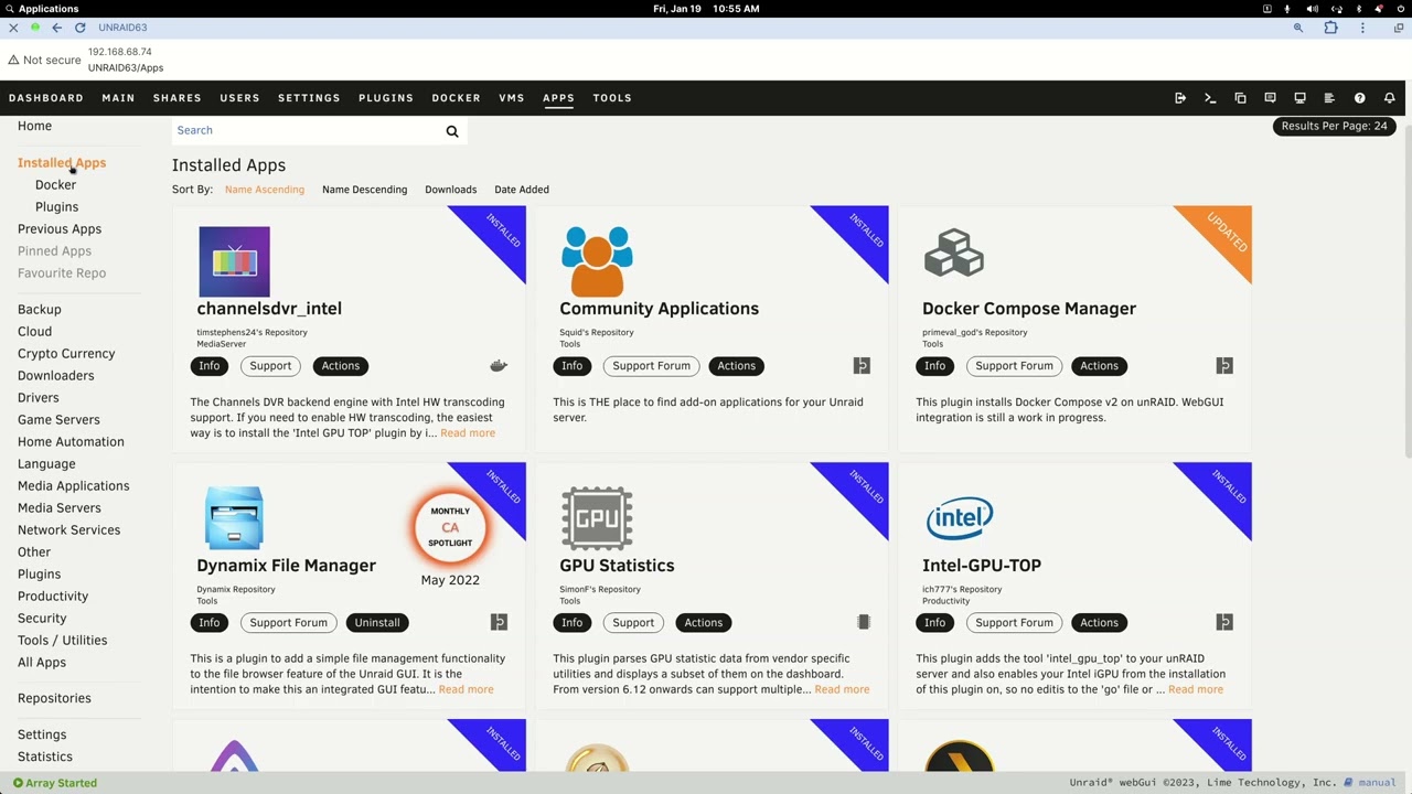 Unraid NUC with NUT connected to the UPS for a Syno NAS