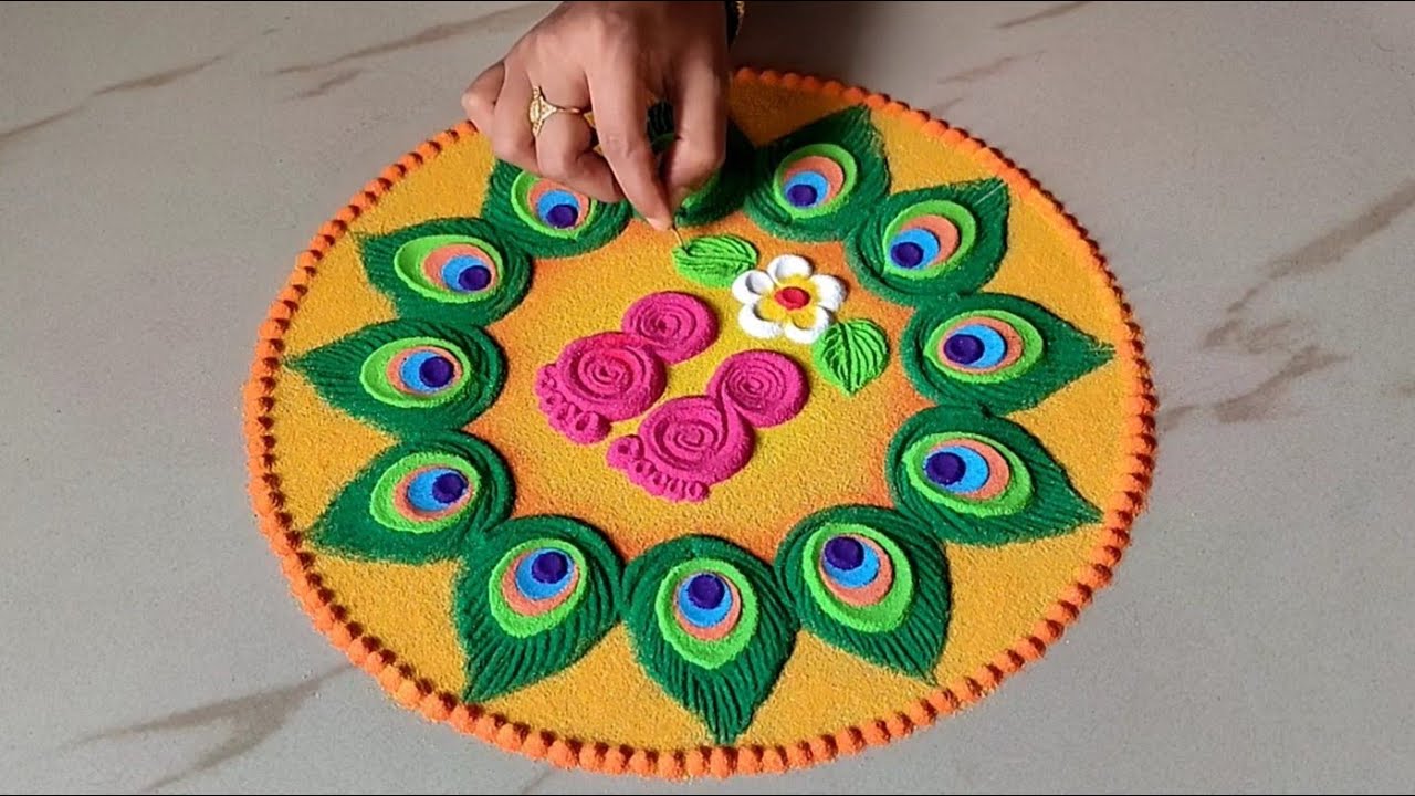 Diwali Special Rangoli Designs || Laxmi Pooja Rangoli || Colours ...