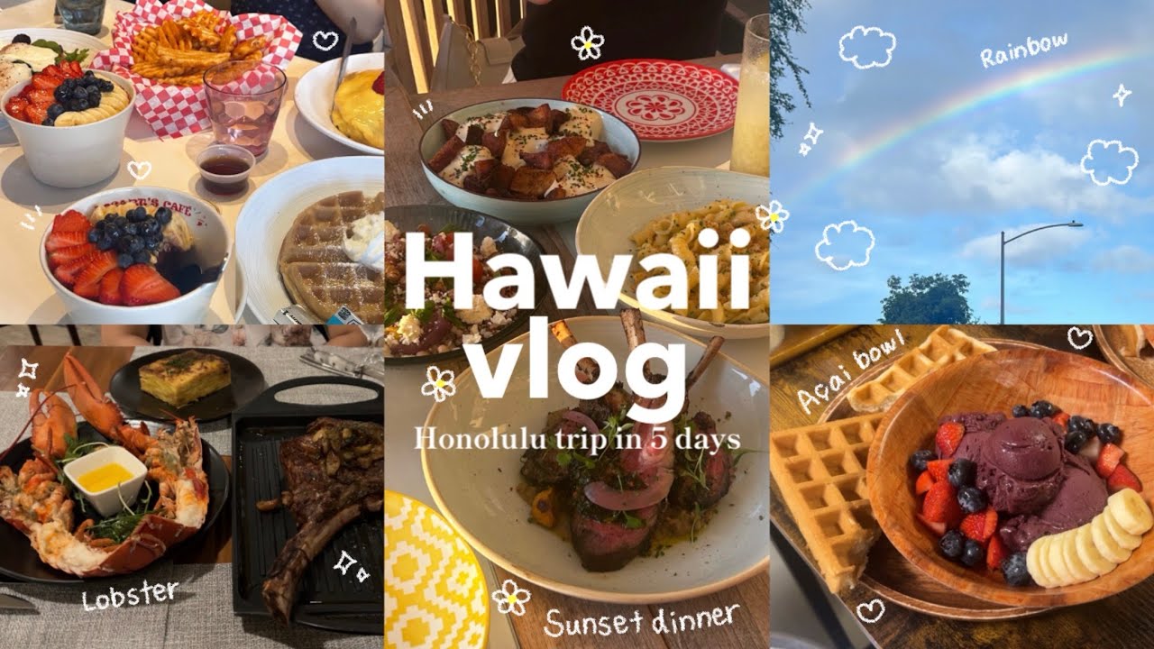 🌺ハワイvlog｜4泊6日ホノルル旅行🏖💖美味しいグルメとアサイーボウルを爆食！🥣🌈｜ワイキキビーチでのんびりchill⛱️｜Hawaii trip