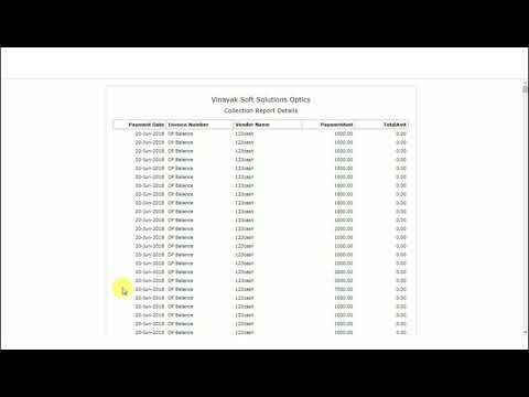 Optical Retail Shop Inventory Management Software - Payment Book Report