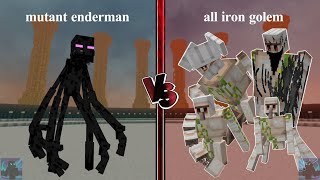 Can Mutant Enderman  defeat All Iron Golems in Minecraft Mob Battle?