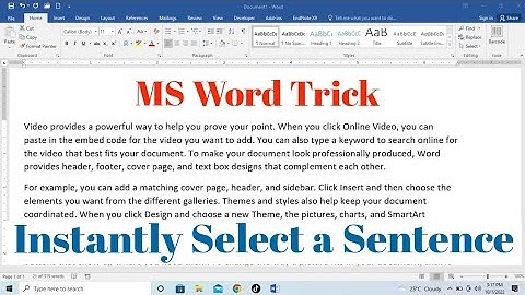 How To Select A Sentence Instantly In MS Word | MS Word Trick | Select A Sentence With Shortcut Key