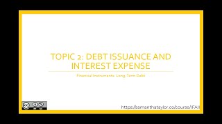 Part 1: Financial Instruments: Long-term Debt  ~Topic 2 ~ Debt Issuance and Interest Expense