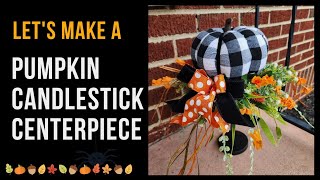 FALL PUMPKIN CANDLESTICK CENTERPIECE TUTORIAL | How To Make An Easy DIY Candlestick Centerpiece