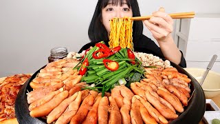 Huge Pot of Pollock Fish Roe Soup & Fried Rice Mukbang!