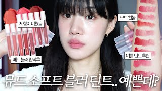 NEW 뮤드 소프트블러틴트☁️💕 | 벨벳 블러 틴트 덕후 필수시청!🙆‍♀️ | 매트 블러 틴트, 퍼지 제형?, 웜톤 쿨톤 틴트 추천 | #윤새립뷰