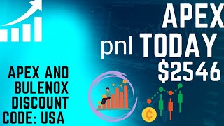 Apex pnl today $2546  and Apex  trade funding  and Bulenox coupon code USA and Takeprofit Trader NY
